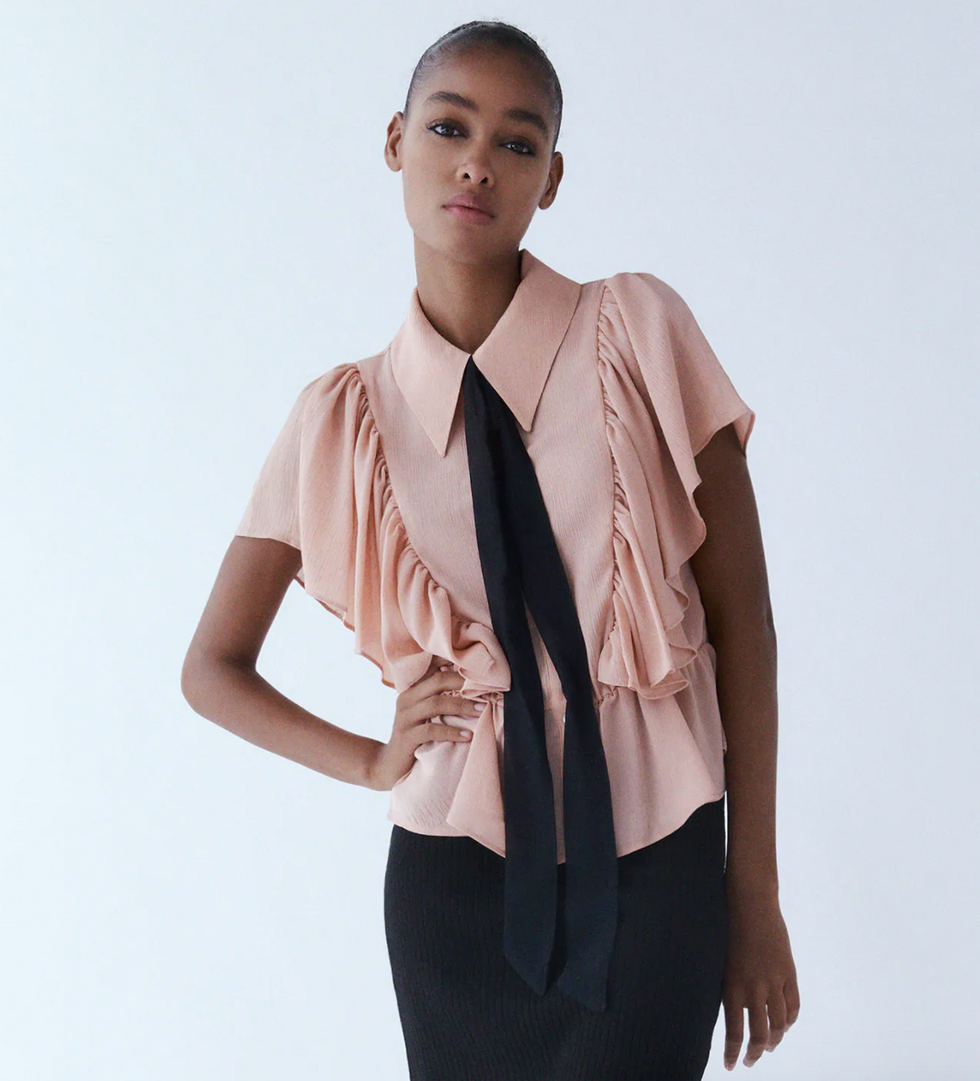RUFFLED BLOUSE WITH BOW