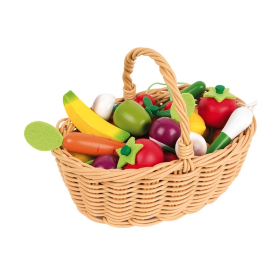 24 Piece Wooden Fruit + Vegetable Basket