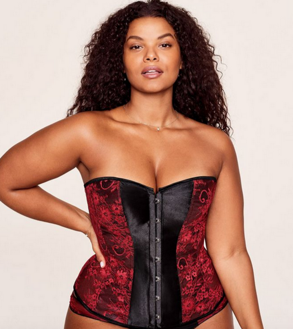 Adore Me boned corset + panty set