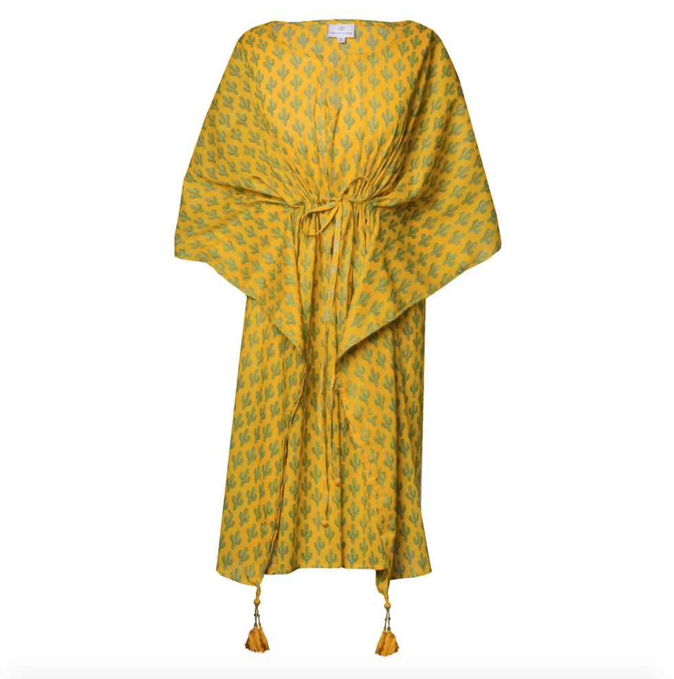 PRICKLY PAX MARIGOLD CACTUS MIDI KAFTAN DRESS