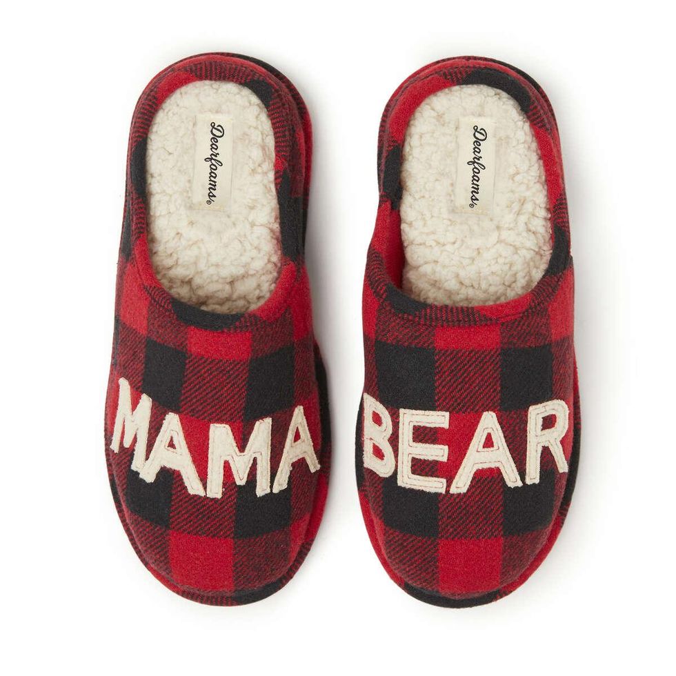 Dearfoam mama bear buffalo check clog slipper