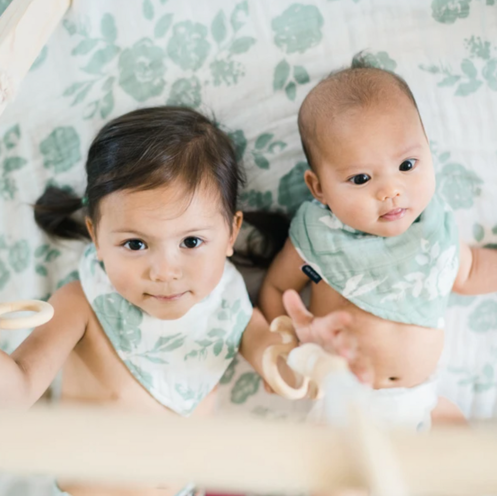 Vintage + Modern Floral Classic Muslin Bandana Bib Set