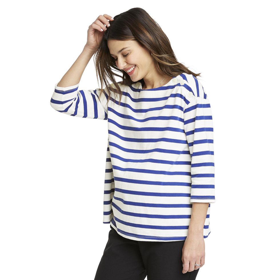 The Nines by hatch Drop shoulder stripe jersey cotton top