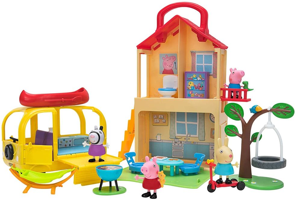 Peppa Pig Pop nu2019 Playhouse and Play nu2019 Go Campervan Combo Pack, Includes 4                     Character Toy Figures Plus Playset Accessories