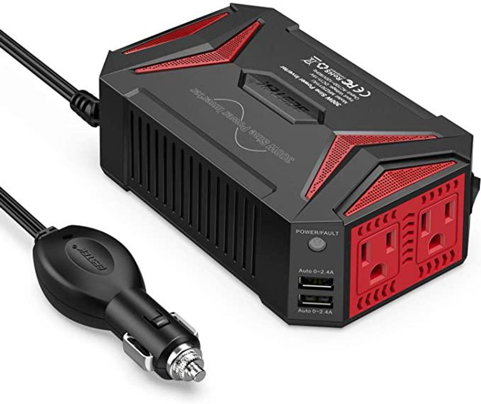 BESTEK 300Watt Pure Sine Wave Power Inverter Car Adapter DC 12V to AC 110V with 4.2A      Dual Smart USB Ports