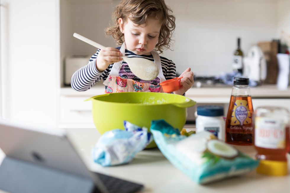 toddler baking cookies