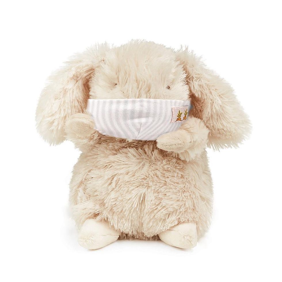 Wee Rutabaga plush with gray pinstripe face mask