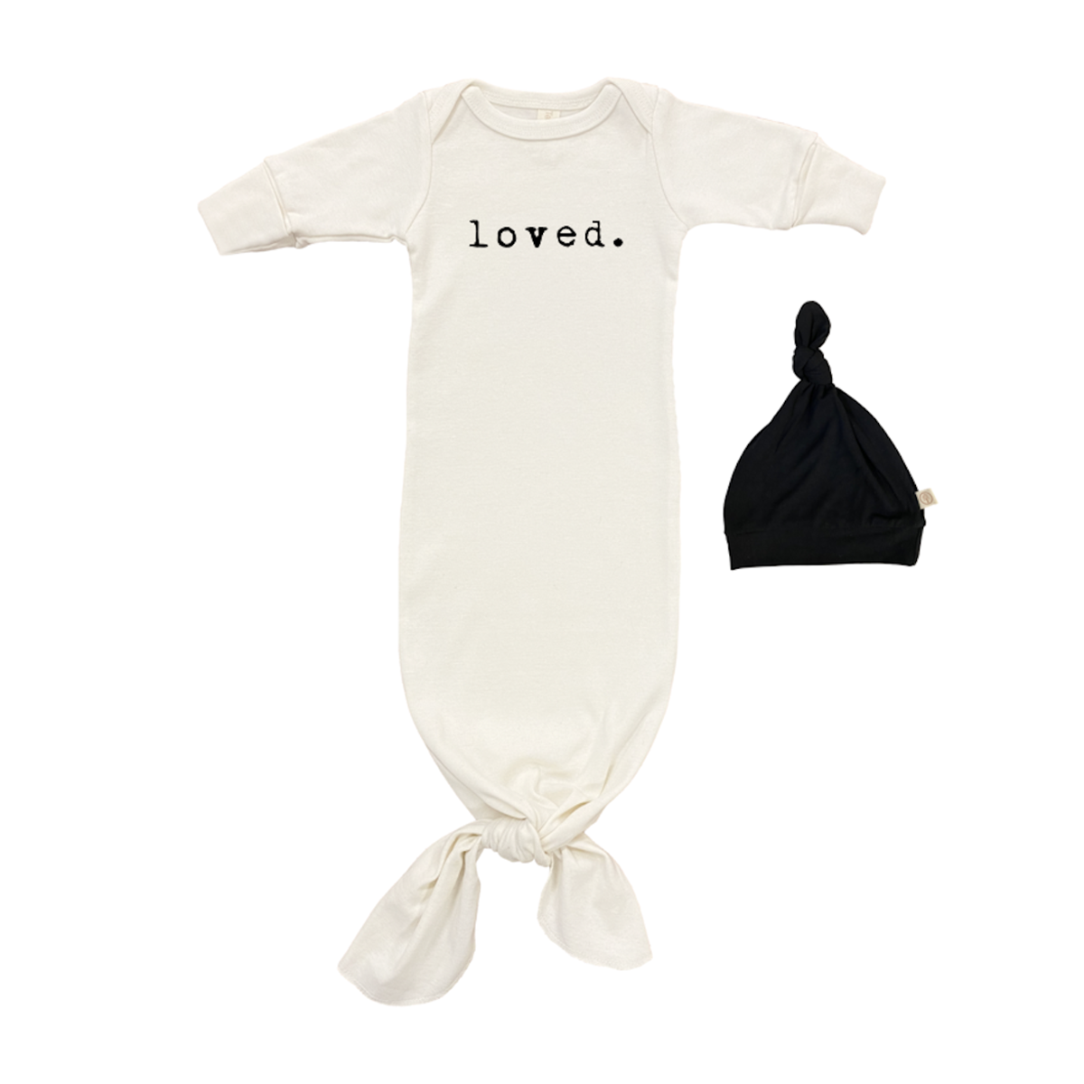 Tenth & Pine loved organic infant gown + hat set