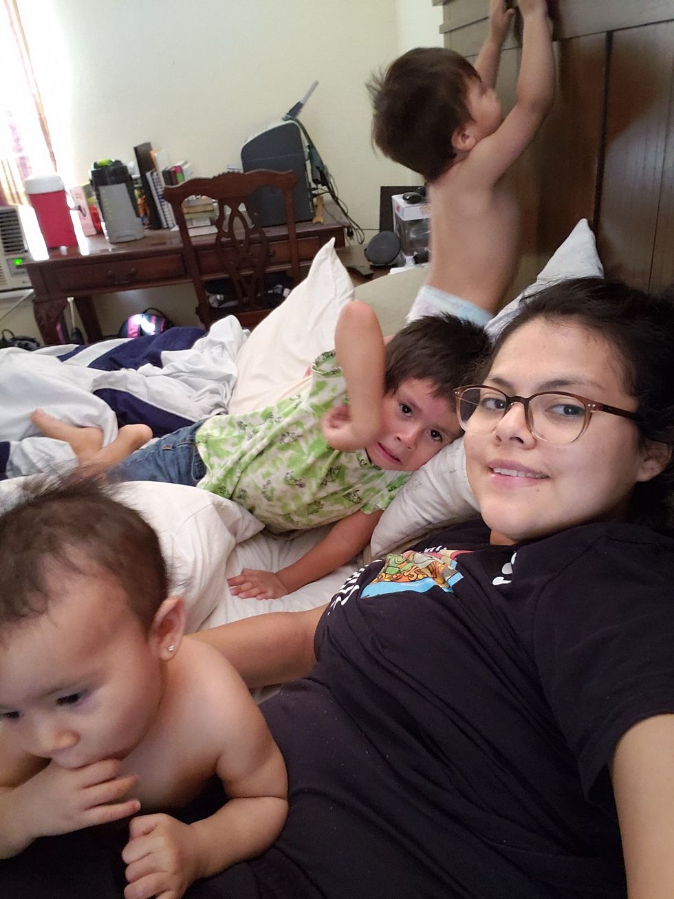 family in bed